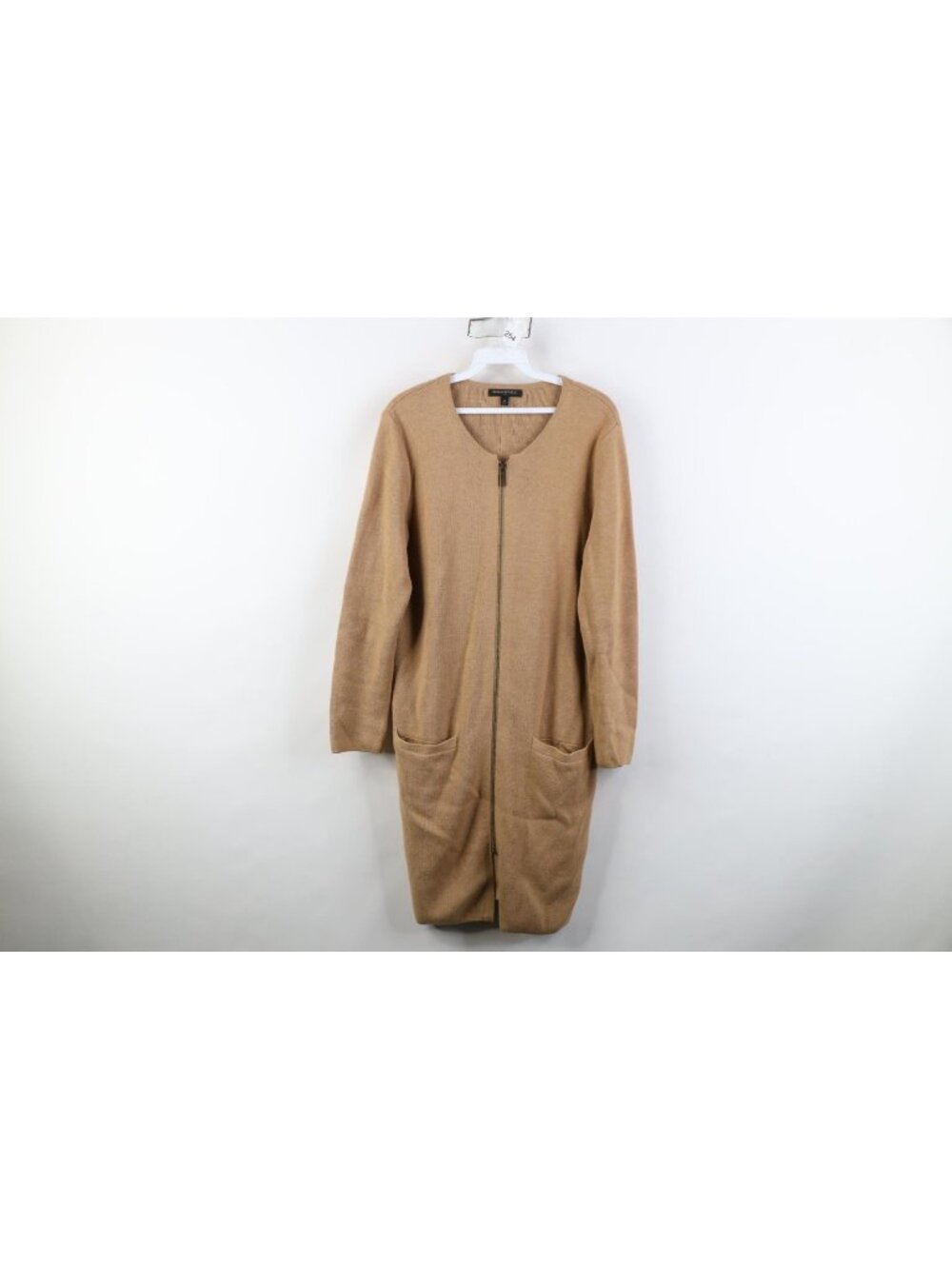 Banana Republic Womens M Blank Cotton Blend Zip Full Length Cardigan Sweater